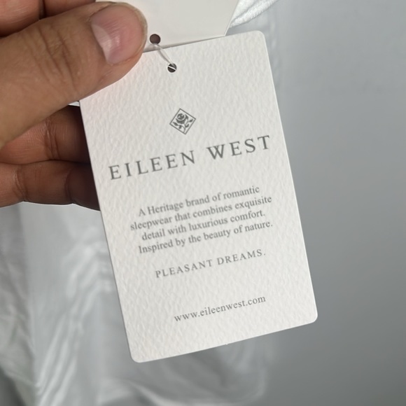 Eileen west Olivia long poet night gown cotton Rayon white dress size medium new - Picture 10 of 12